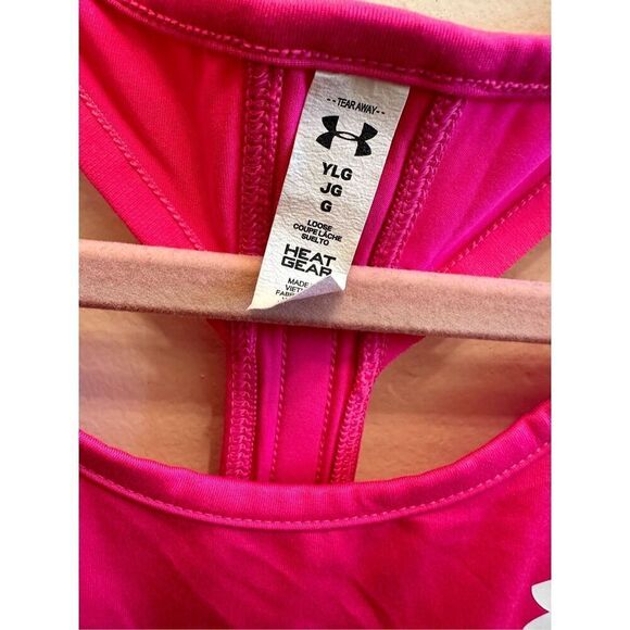 Under Armour Pink T Back Athletic Work Out Top Shirt Size Youth Large - Picture 3 of 4